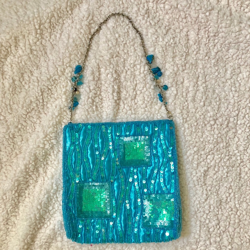 Turquoise Sequin Chic Shoulder Bag